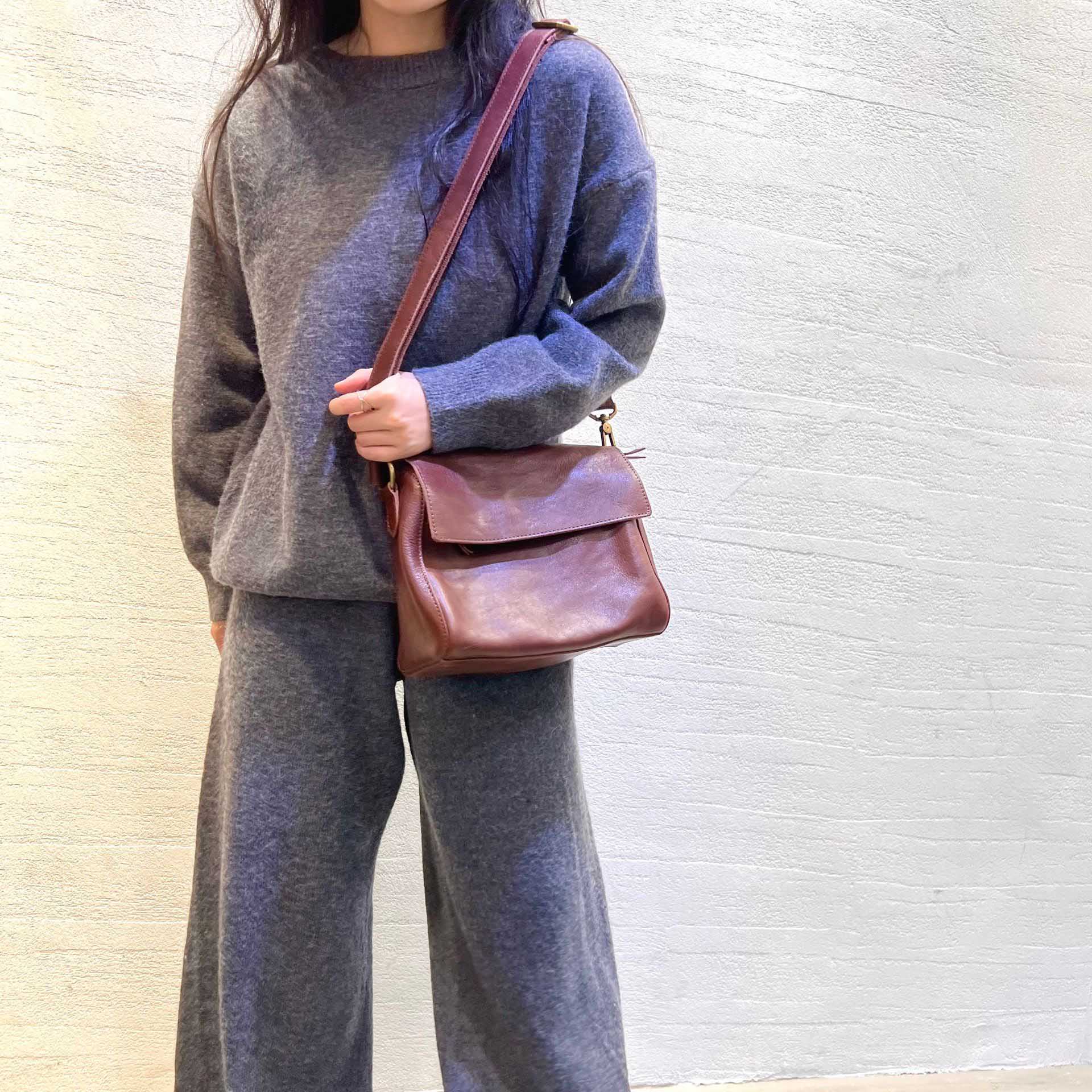 DEEPKEE original nubuck handmade full-grain genuine leather cowhide bag 真皮女包復古手工頭層植鞣牛皮單肩斜挎托特手提包 001 號