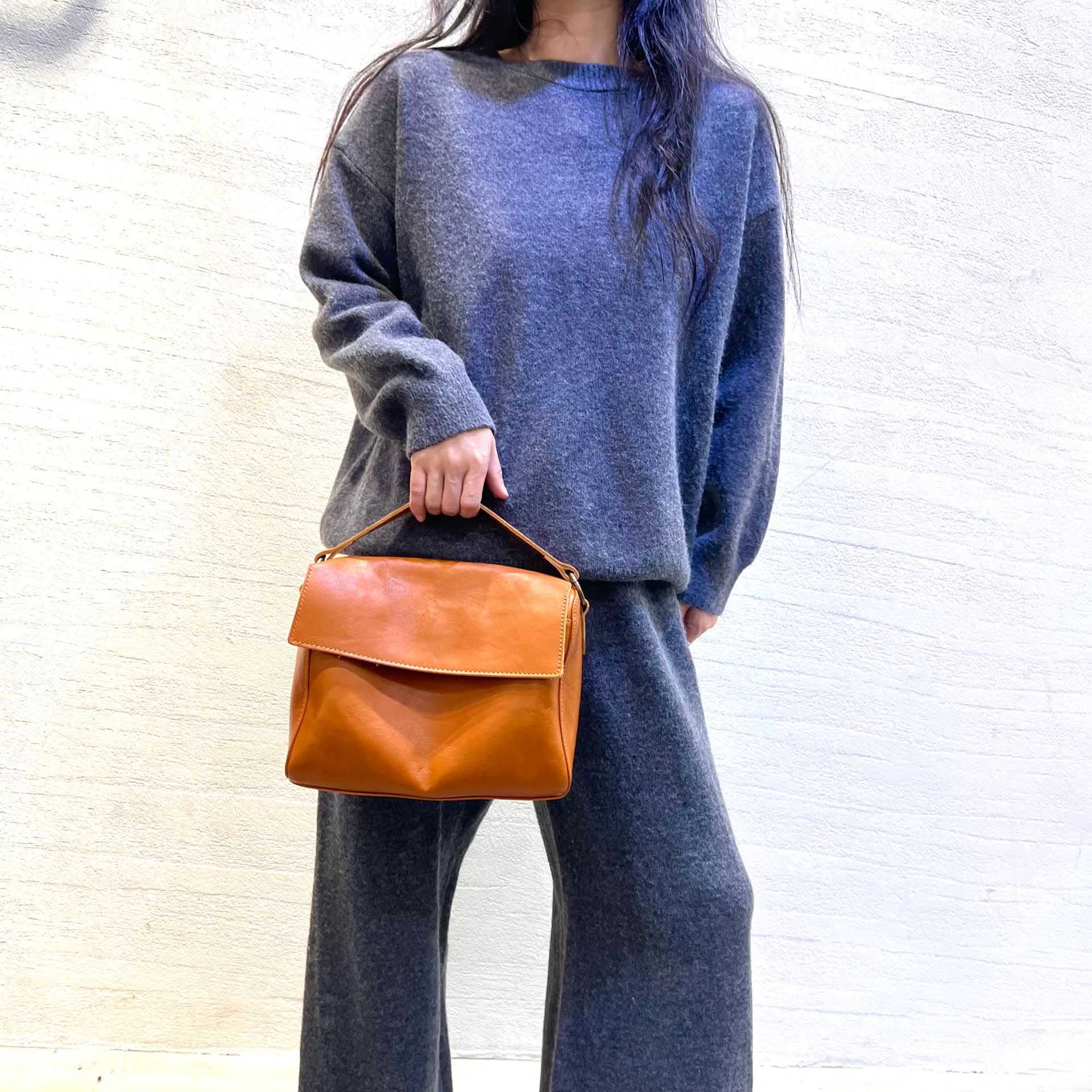 DEEPKEE original nubuck handmade full-grain genuine leather cowhide bag 真皮女包復古手工頭層植鞣牛皮單肩斜挎托特手提包 001 號