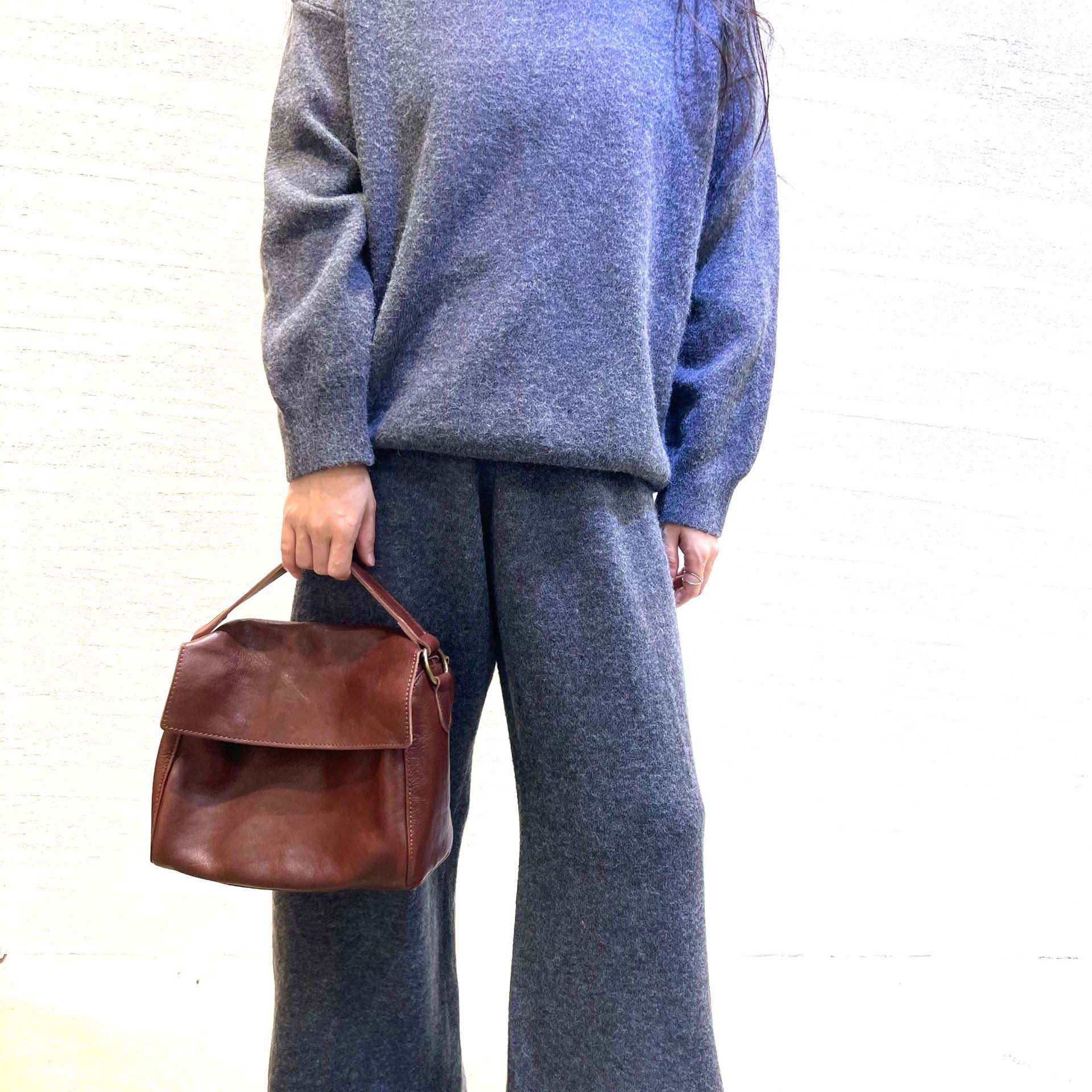 DEEPKEE original nubuck handmade full-grain genuine leather cowhide bag 真皮女包復古手工頭層植鞣牛皮單肩斜挎托特手提包 001 號
