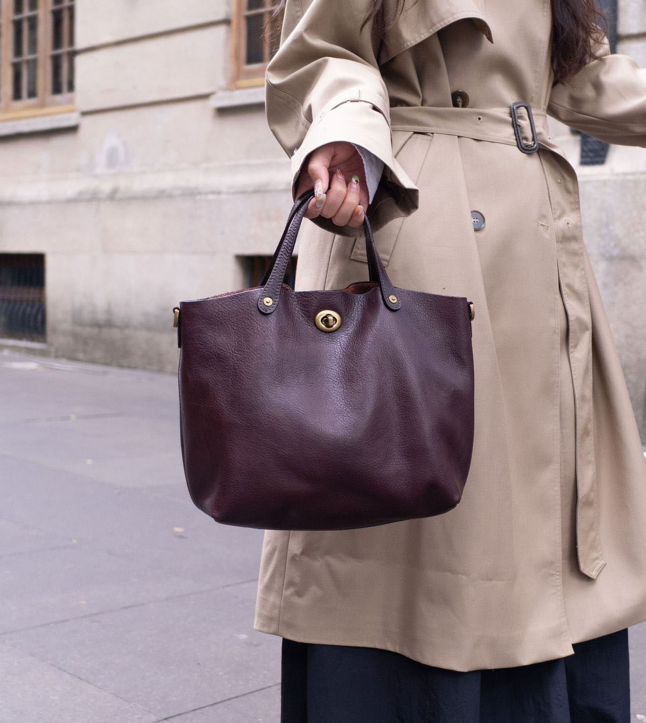 DEEPKEE 新款頭層牛皮復古時尚真皮女包 78818號