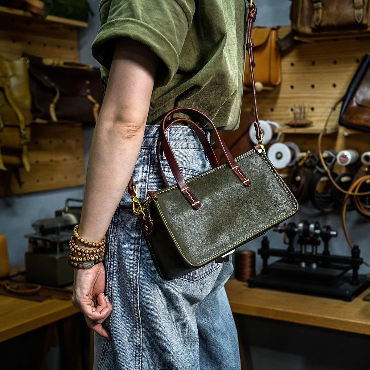 DEEPKEE original nubuck handmade full-grain genuine leather cowhide bag 復古包款 小眾軟皮手工包 真皮小方包 0727 號
