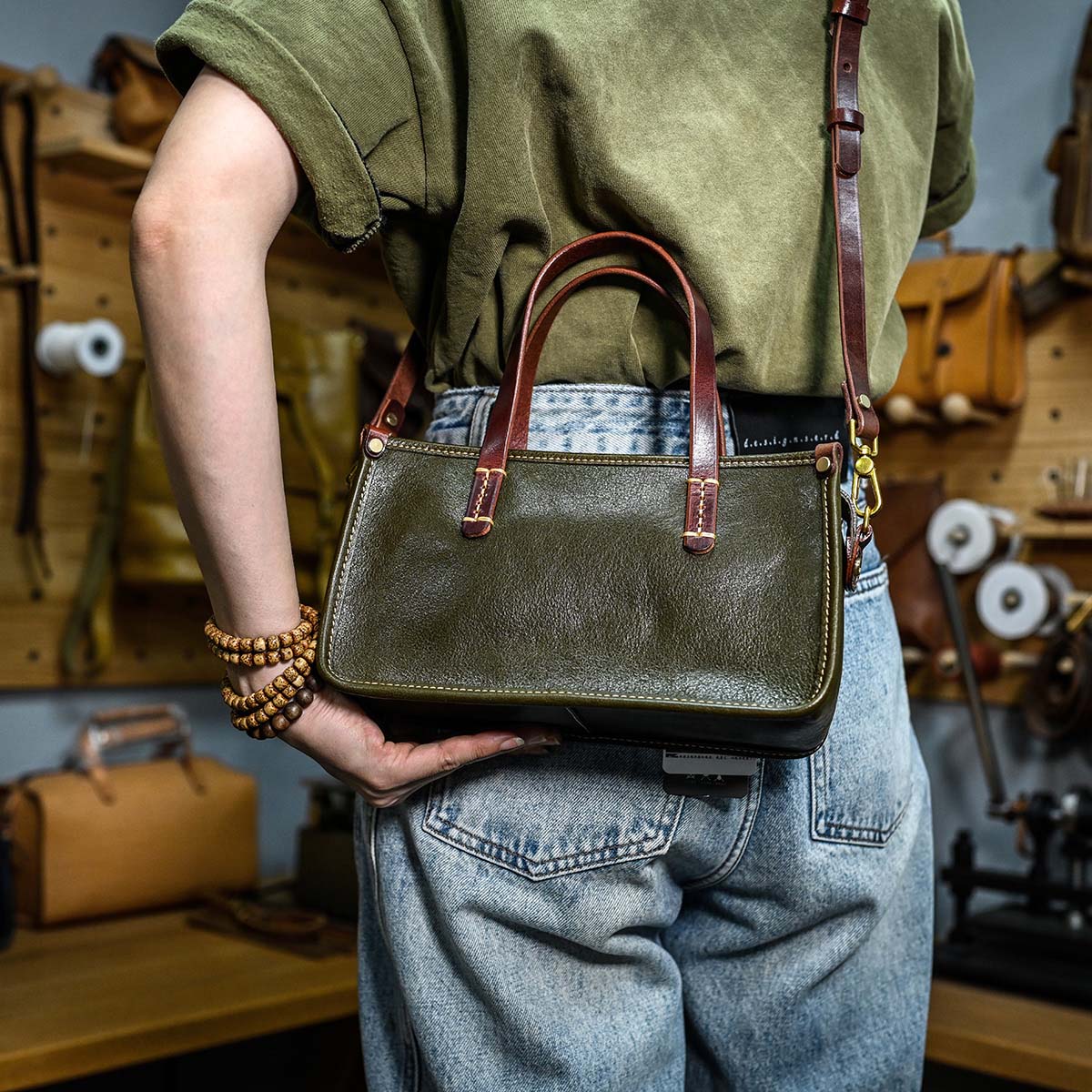 DEEPKEE original nubuck handmade full-grain genuine leather cowhide bag 復古包款 小眾軟皮手工包 真皮小方包 0727 號