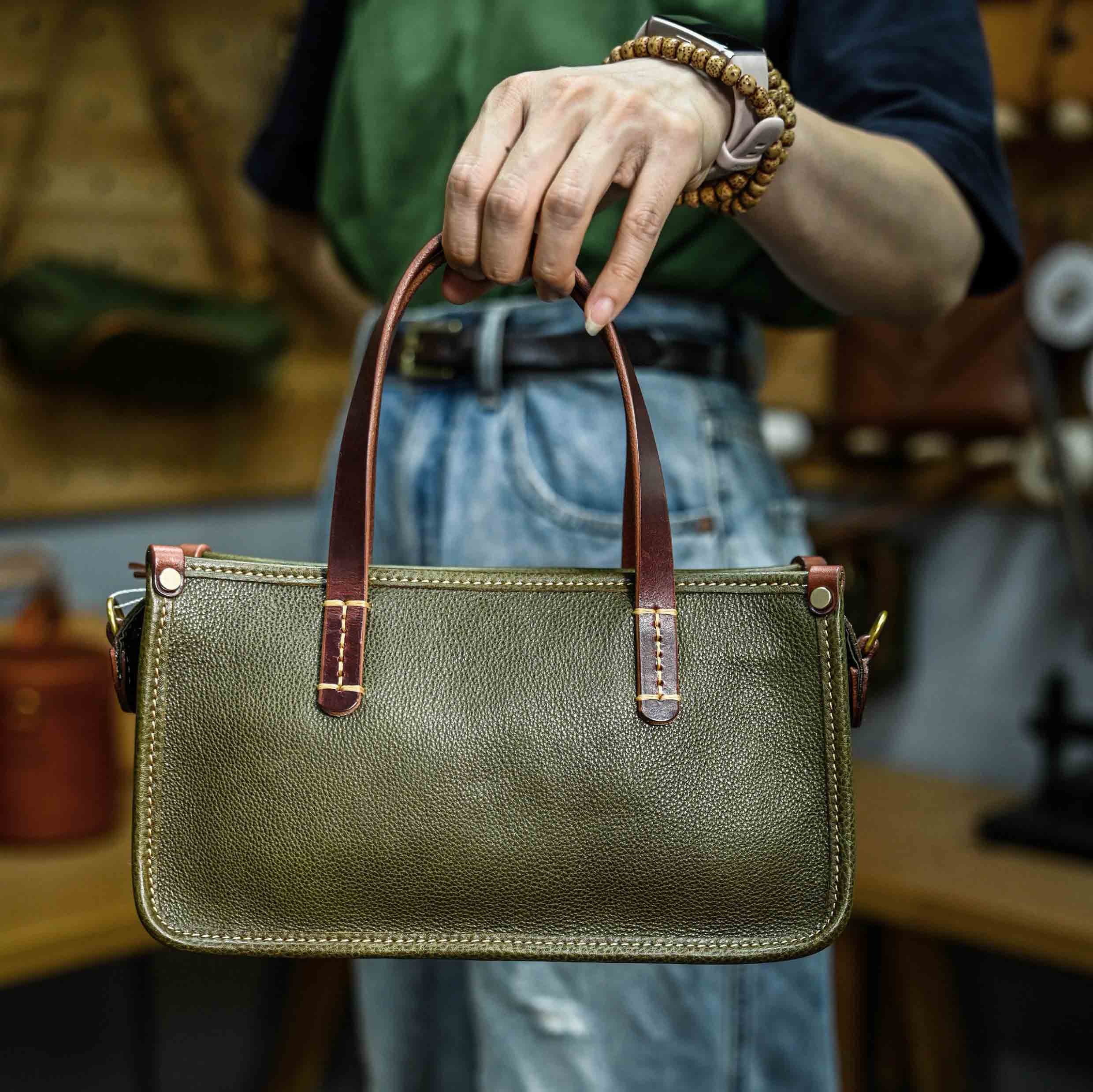 DEEPKEE original nubuck handmade full-grain genuine leather cowhide bag 復古包款 小眾軟皮手工包 真皮小方包 0727 號