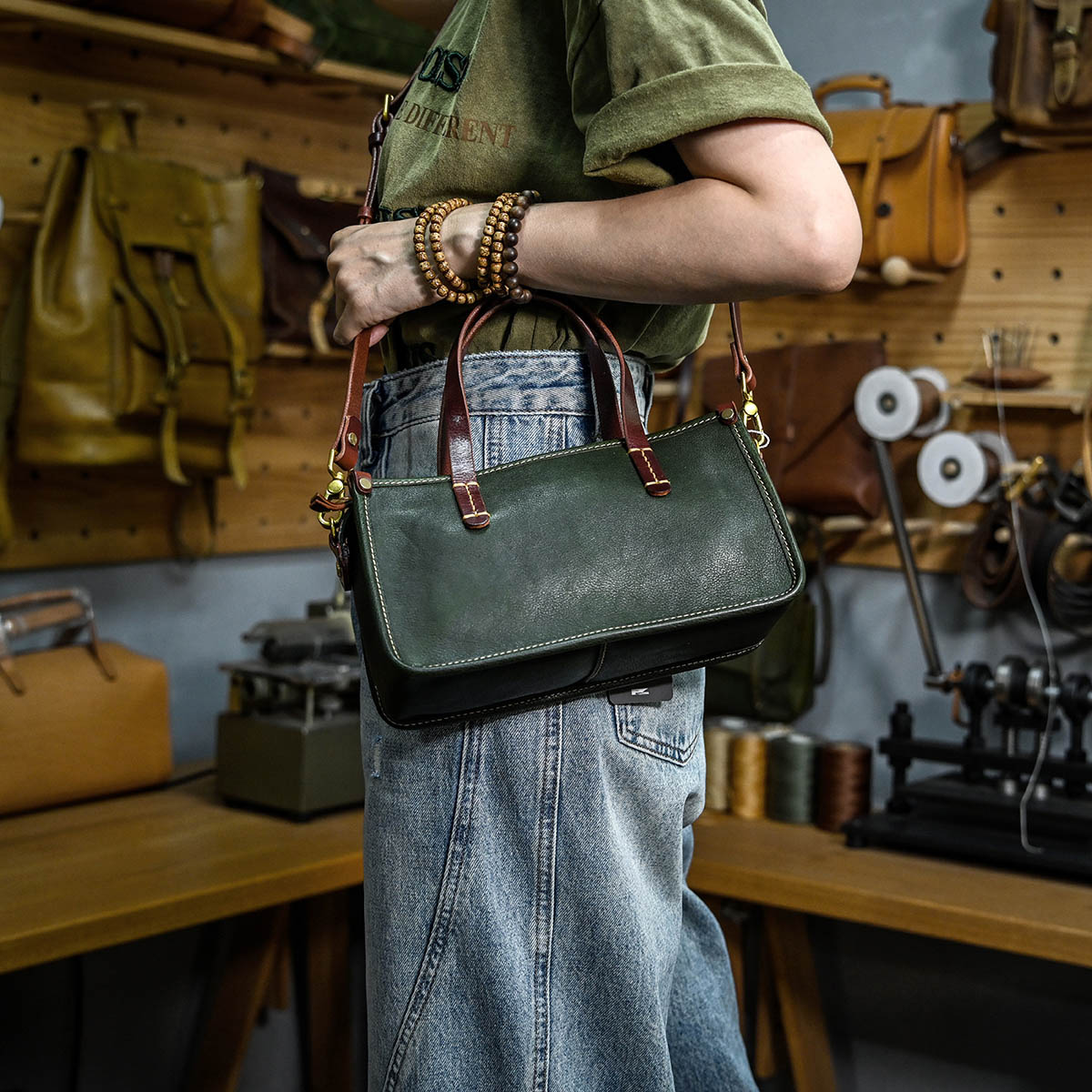 DEEPKEE original nubuck handmade full-grain genuine leather cowhide bag 復古包款 小眾軟皮手工包 真皮小方包 0727 號