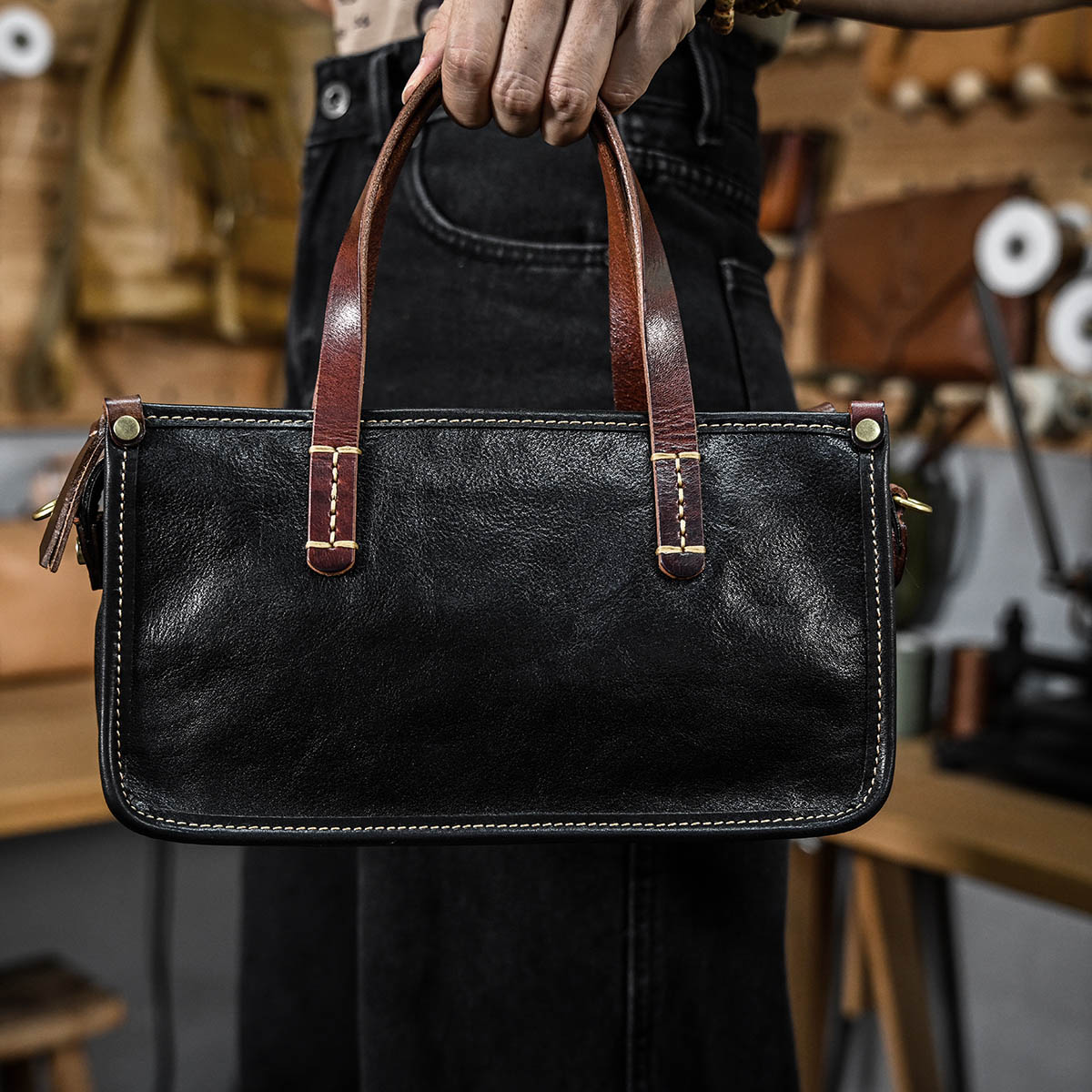 DEEPKEE original nubuck handmade full-grain genuine leather cowhide bag 復古包款 小眾軟皮手工包 真皮小方包 0727 號