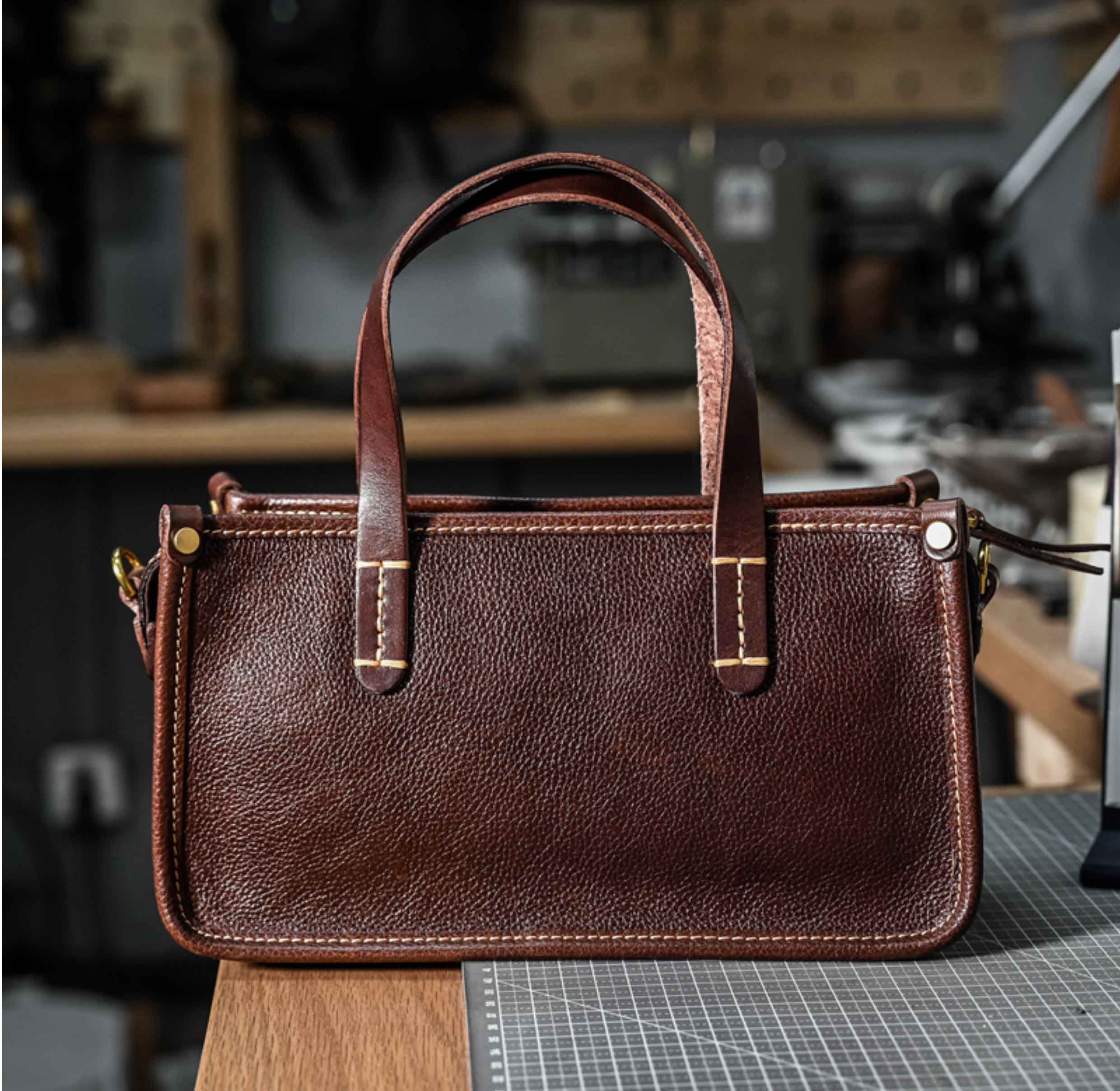 DEEPKEE original nubuck handmade full-grain genuine leather cowhide bag 復古包款 小眾軟皮手工包 真皮小方包 0727 號