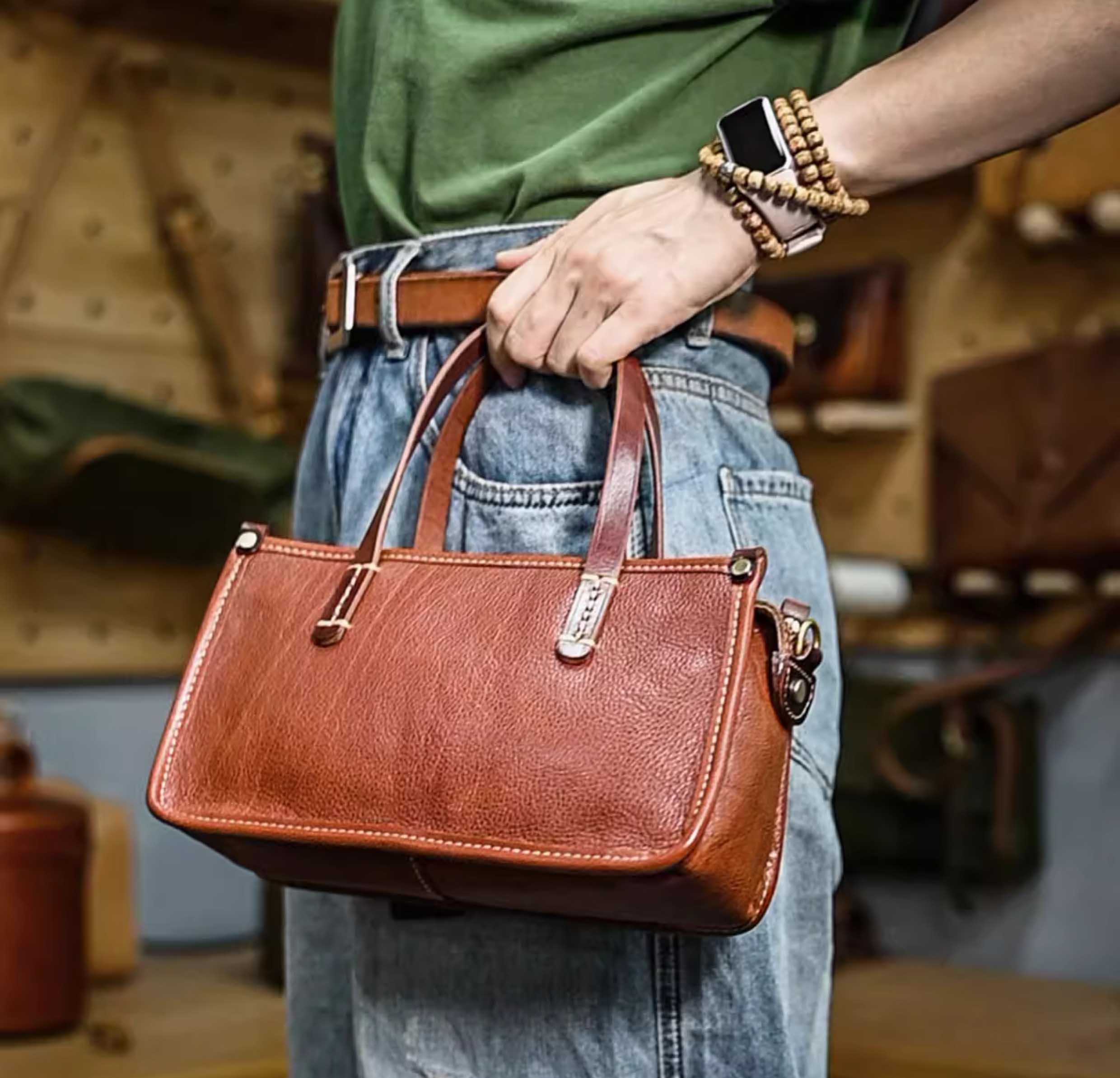 DEEPKEE original nubuck handmade full-grain genuine leather cowhide bag 復古包款 小眾軟皮手工包 真皮小方包 0727 號