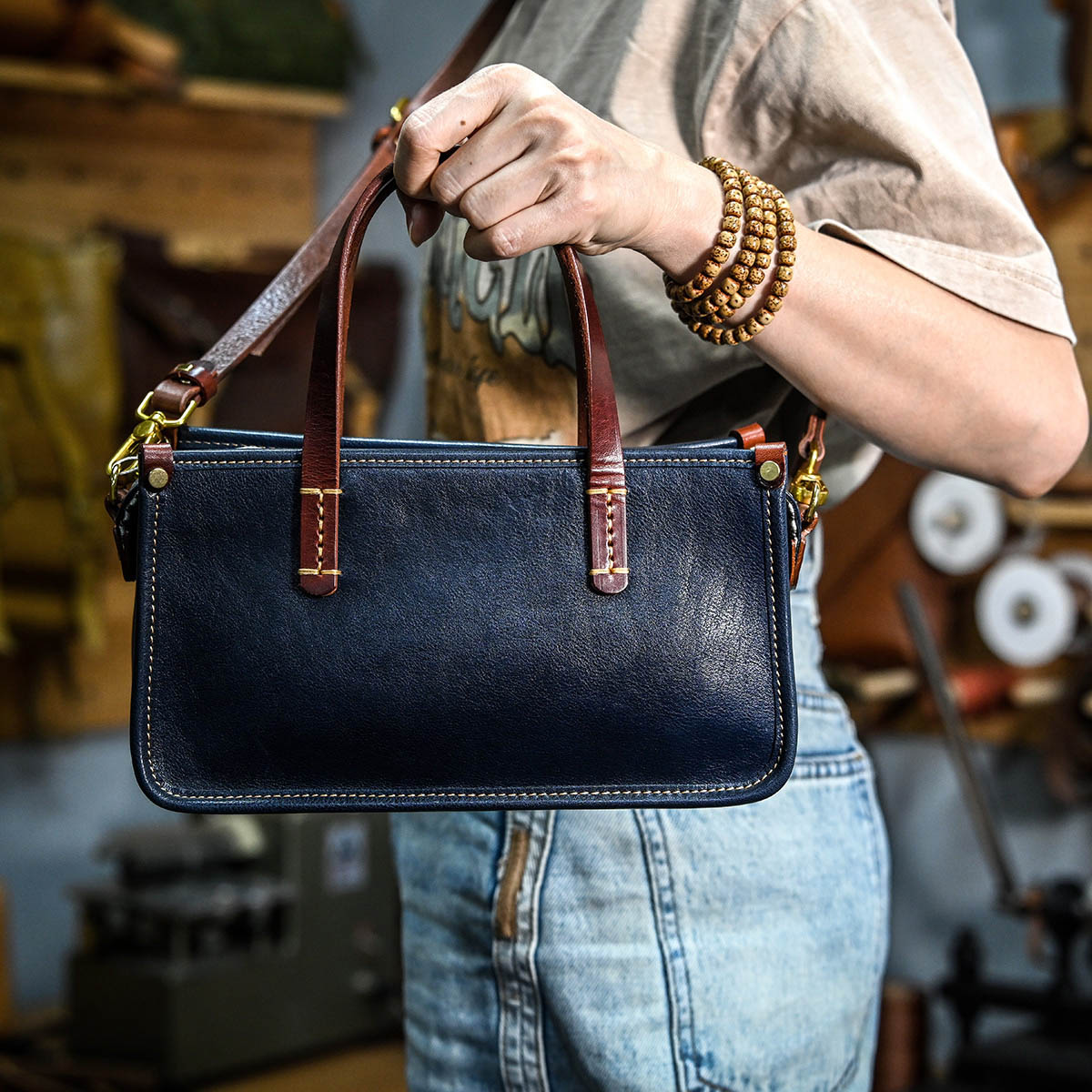 DEEPKEE original nubuck handmade full-grain genuine leather cowhide bag 復古包款 小眾軟皮手工包 真皮小方包 0727 號