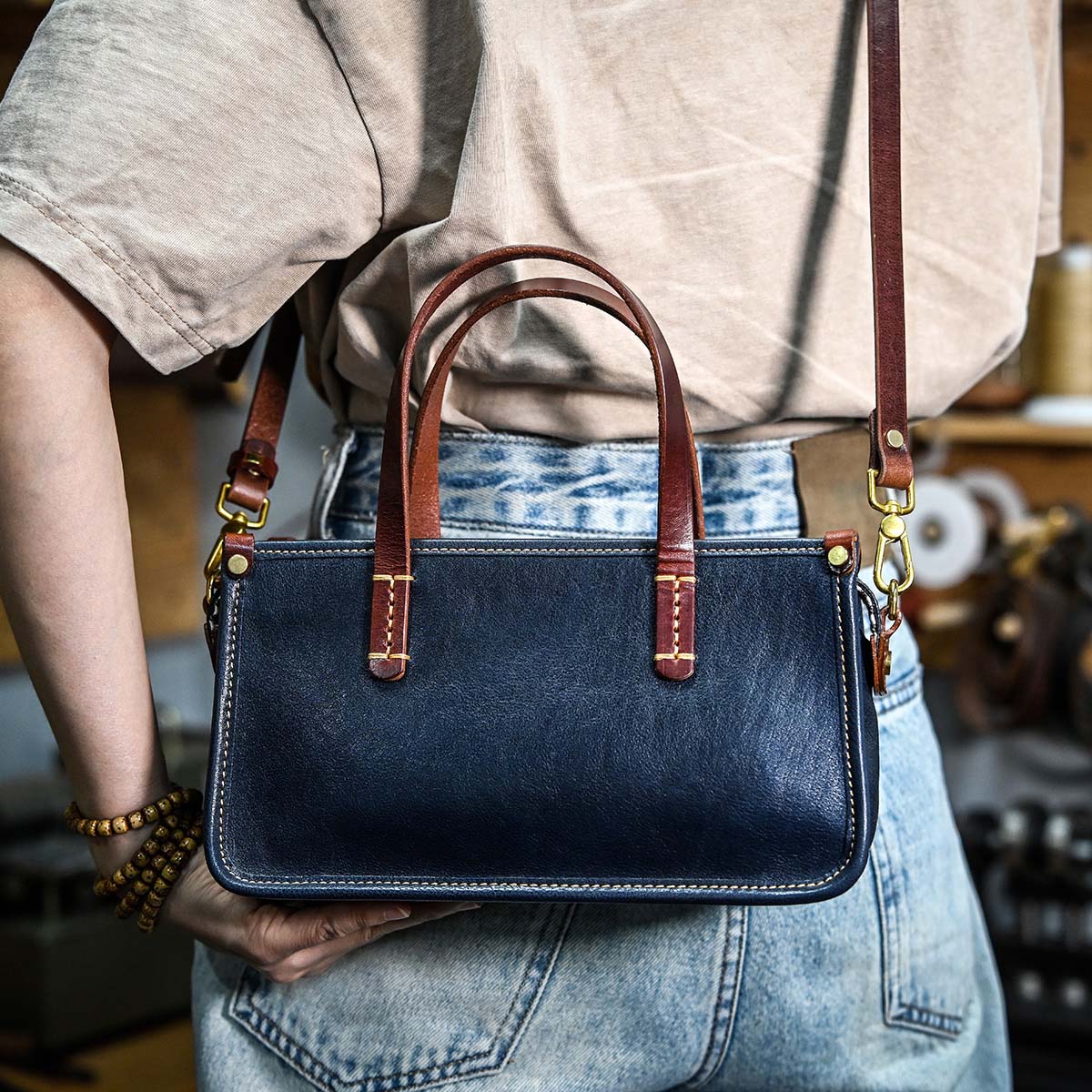 DEEPKEE original nubuck handmade full-grain genuine leather cowhide bag 復古包款 小眾軟皮手工包 真皮小方包 0727 號