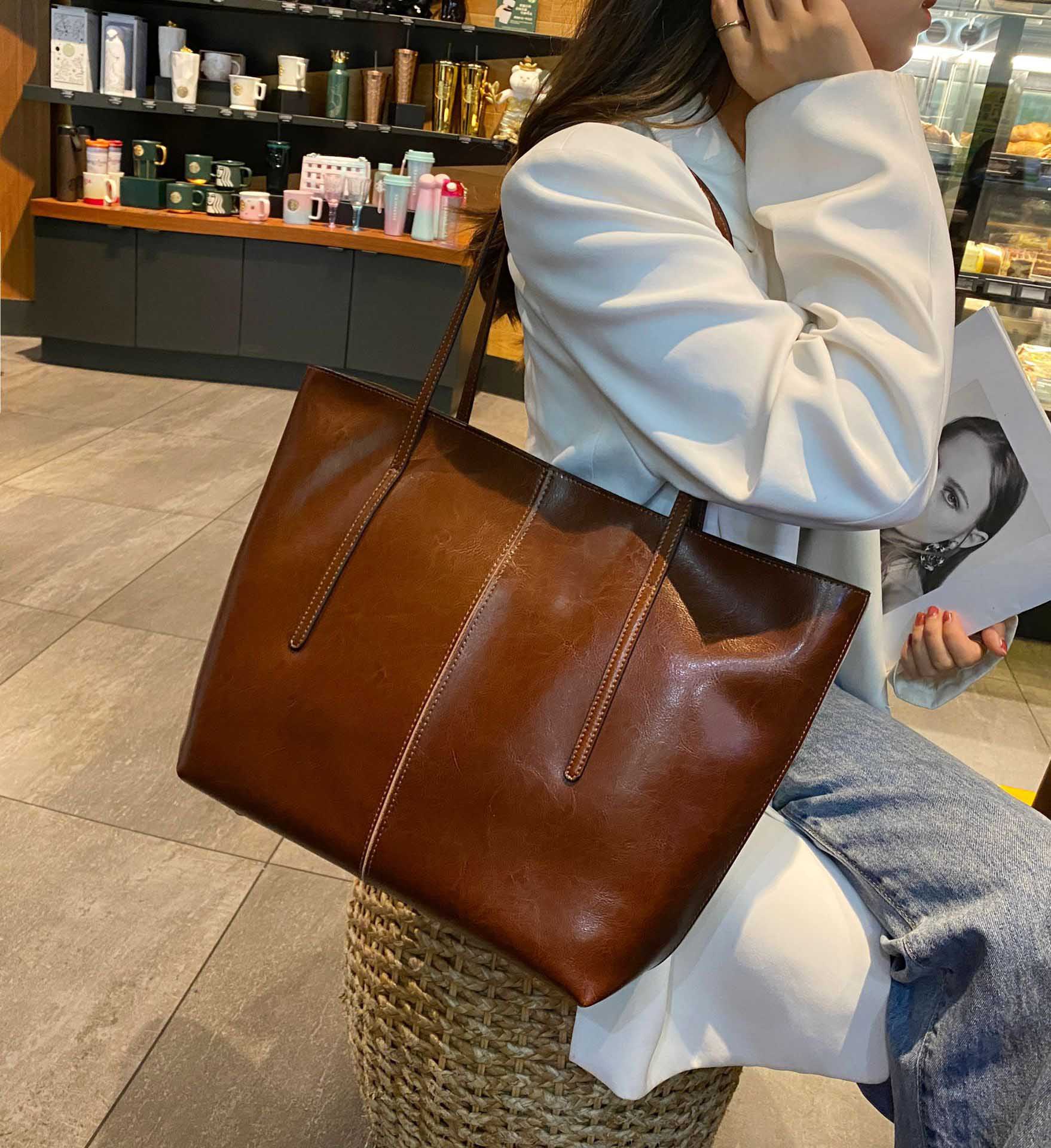 DEEPKEE original nubuck handmade full-grain genuine leather cowhide bag 油蠟皮時尚百搭腋下包 0811 號