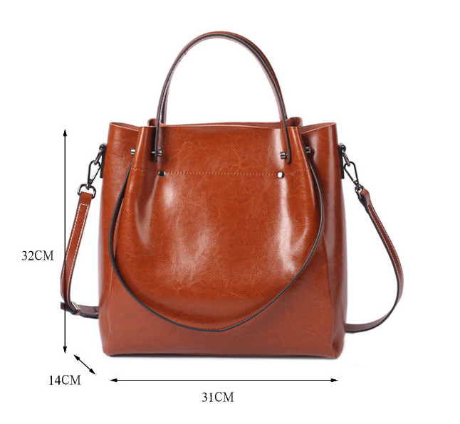 DEEPKEE original nubuck handmade full-grain genuine leather cowhide bag 時尚高級感水桶包真皮女包 0817 號