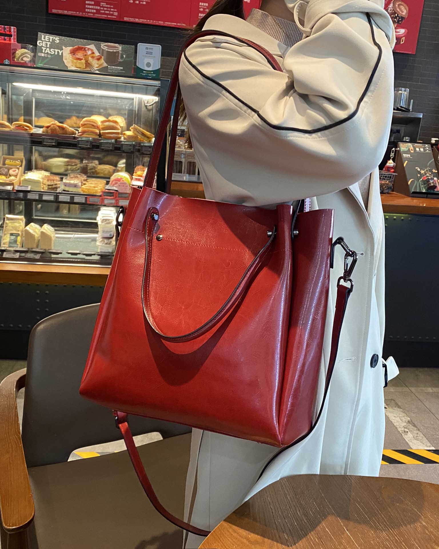 DEEPKEE original nubuck handmade full-grain genuine leather cowhide bag 時尚高級感水桶包真皮女包 0817 號