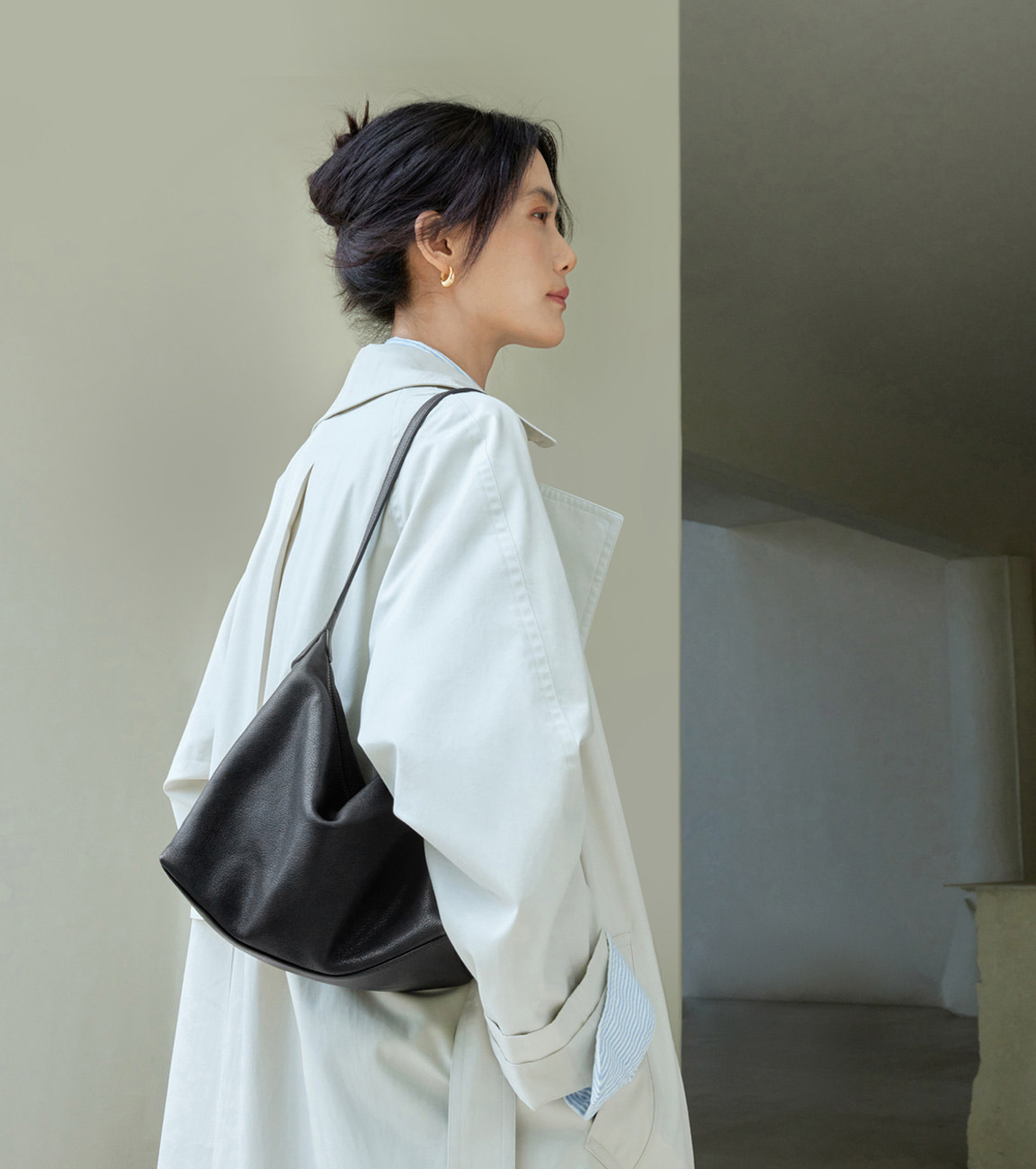 DEEPKEE 植鞣牛皮腋下 hobo 餃子包 08628 號