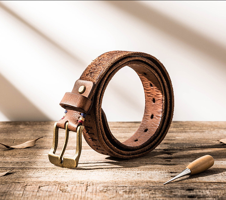 DEEPKEE 手作り復古風銅扣腰帶 107 號