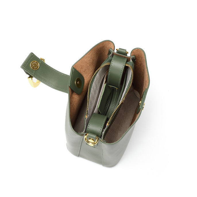 DEEPKEE original nubuck handmade full-grain genuine leather cowhide bag 真皮水桶包 手提單肩斜挎包女 1916 號