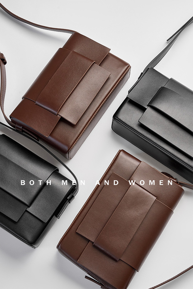 DEEPKEE original nubuck handmade full-grain genuine leather cowhide bag 中性軟皮編織小方包豆腐包小眾設計單肩牛皮女包 2088 號