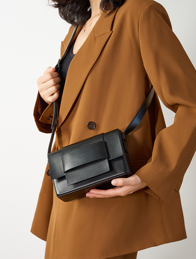 DEEPKEE original nubuck handmade full-grain genuine leather cowhide bag 中性軟皮編織小方包豆腐包小眾設計單肩牛皮女包 2088 號