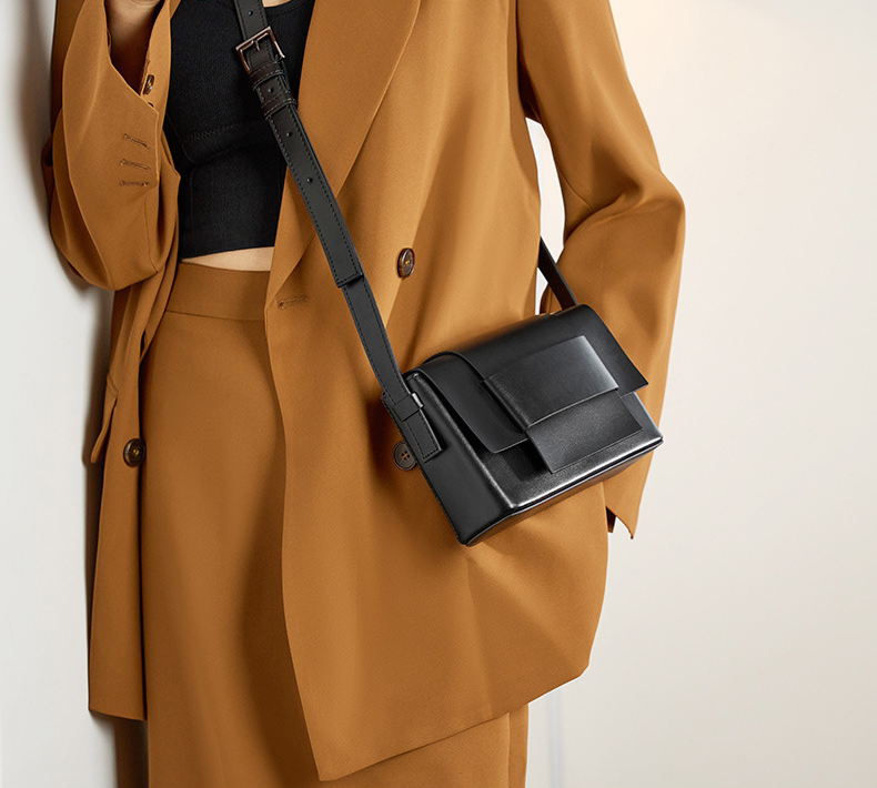 DEEPKEE original nubuck handmade full-grain genuine leather cowhide bag 中性軟皮編織小方包豆腐包小眾設計單肩牛皮女包 2088 號