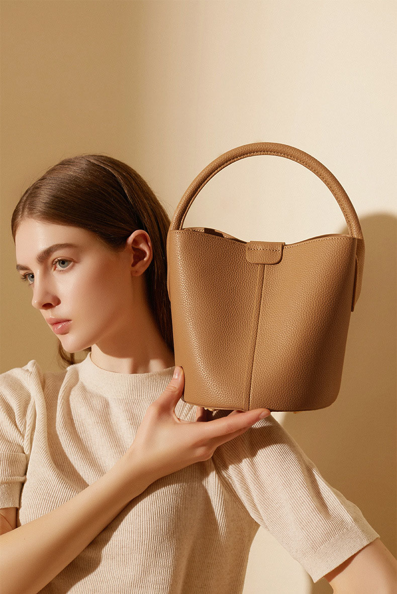 DEEPKEE original nubuck handmade full-grain genuine leather cowhide bag 头层牛皮手提斜挎水桶包2269號