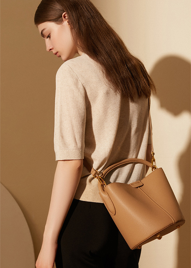 DEEPKEE original nubuck handmade full-grain genuine leather cowhide bag 头层牛皮手提斜挎水桶包2269號