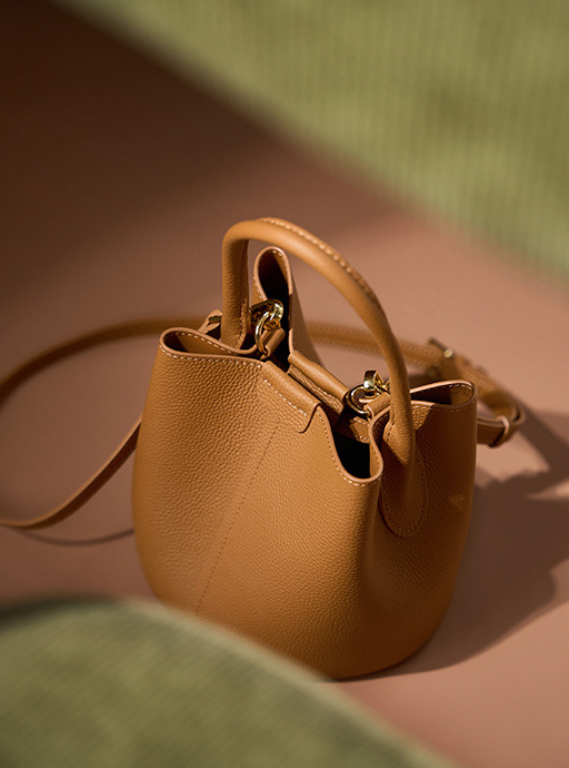 DEEPKEE original nubuck handmade full-grain genuine leather cowhide bag 头层牛皮手提斜挎水桶包2269號