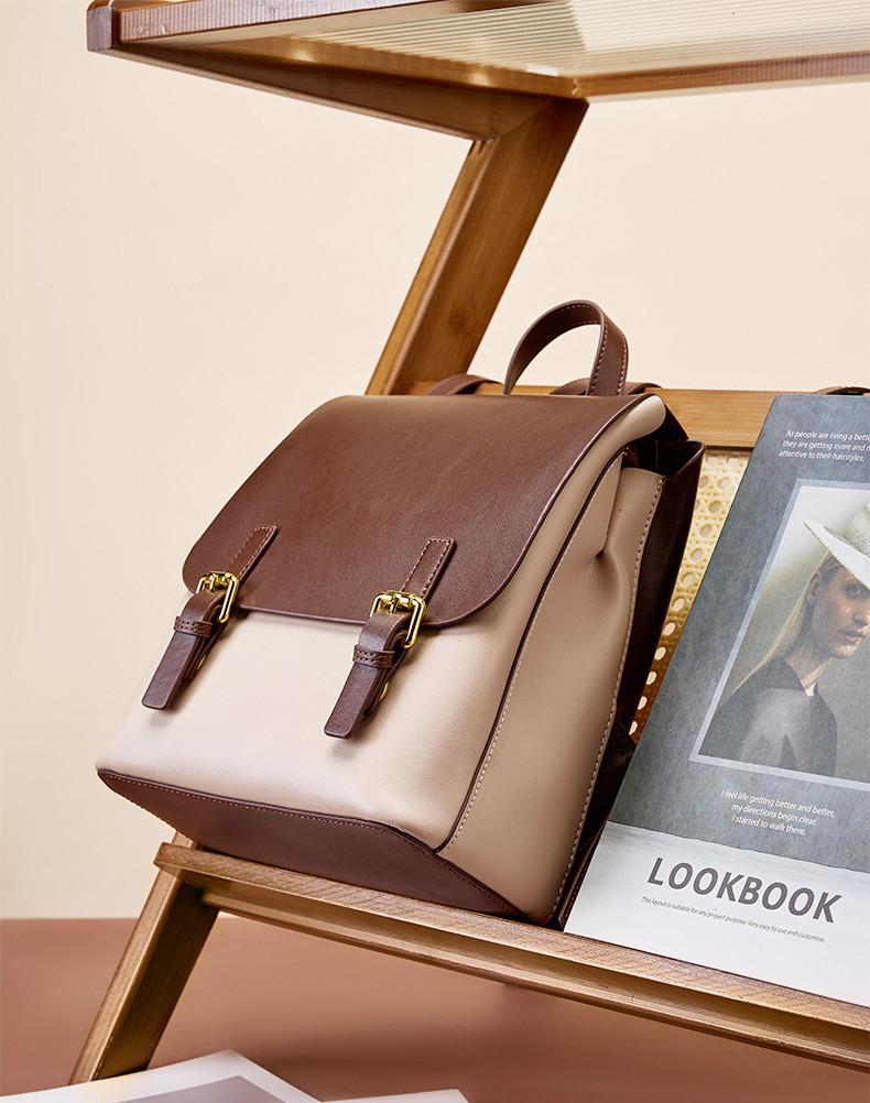 DEEPKEE original nubuck handmade full-grain genuine leather cowhide bag 新款雙肩包 簡約大容量旅行背包 2287 號