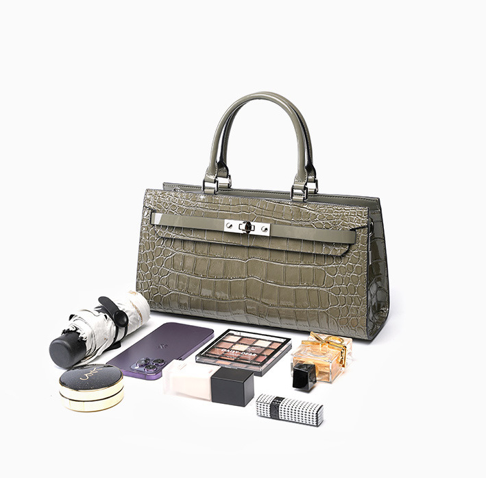 DEEPKEE original nubuck handmade full-grain genuine leather cowhide bag 凱麗包鱷魚紋牛皮百搭女包 手提單肩斜挎大容量包 2299 號