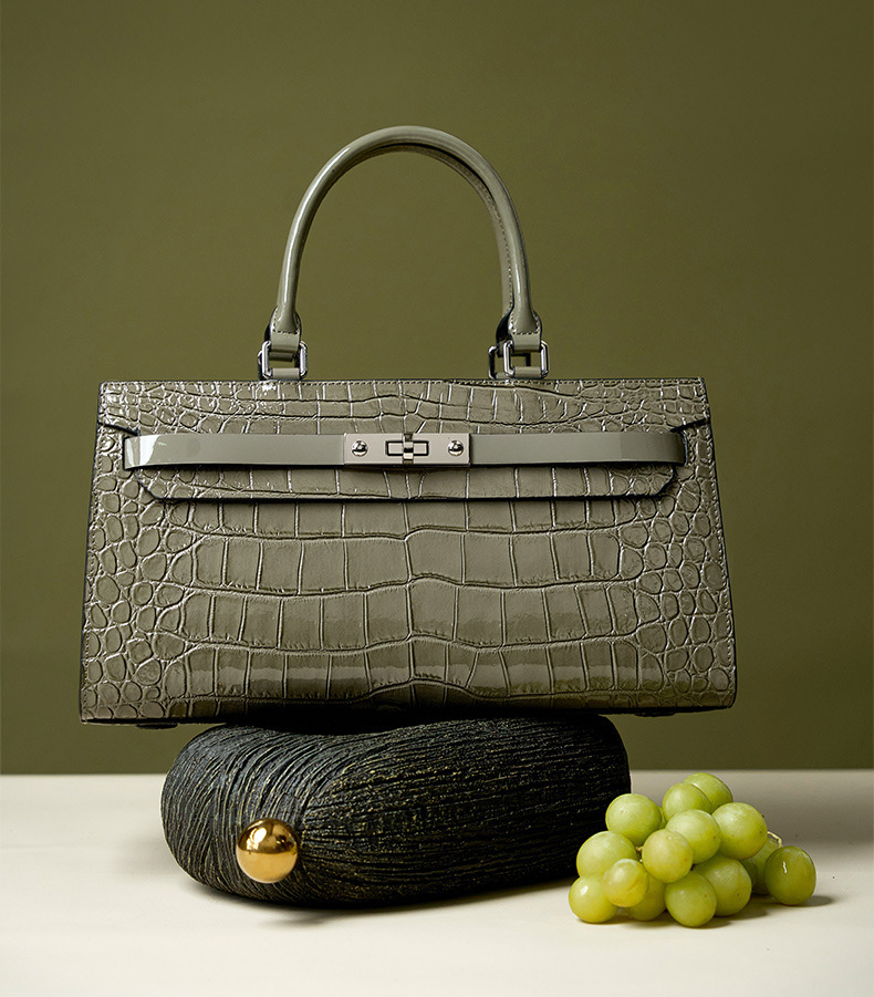 DEEPKEE original nubuck handmade full-grain genuine leather cowhide bag 凱麗包鱷魚紋牛皮百搭女包 手提單肩斜挎大容量包 2299 號