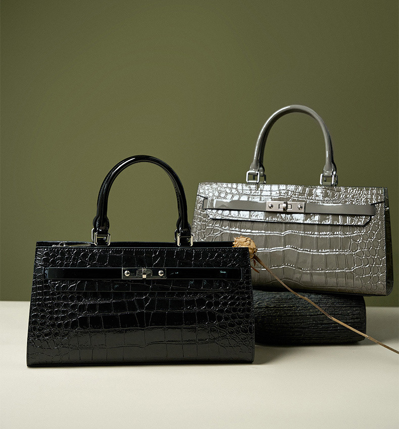 DEEPKEE original nubuck handmade full-grain genuine leather cowhide bag 凱麗包鱷魚紋牛皮百搭女包 手提單肩斜挎大容量包 2299 號