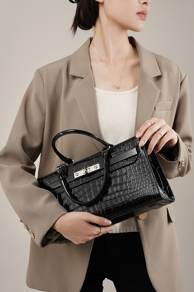 DEEPKEE original nubuck handmade full-grain genuine leather cowhide bag 凱麗包鱷魚紋牛皮百搭女包 手提單肩斜挎大容量包 2299 號