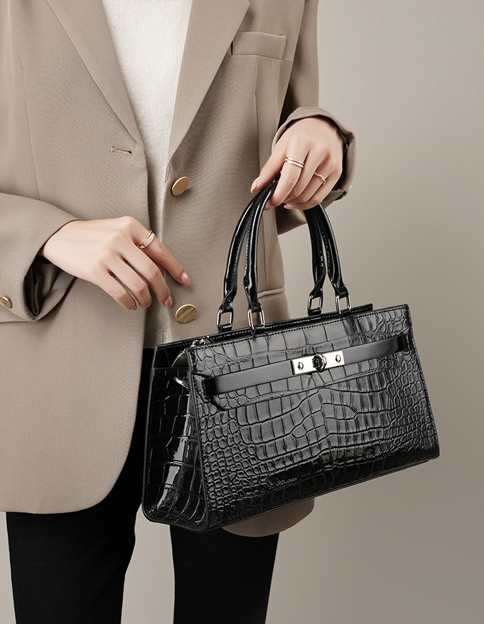 DEEPKEE original nubuck handmade full-grain genuine leather cowhide bag 凱麗包鱷魚紋牛皮百搭女包 手提單肩斜挎大容量包 2299 號