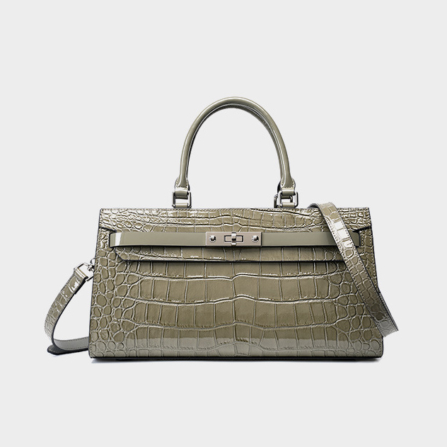 DEEPKEE original nubuck handmade full-grain genuine leather cowhide bag 凱麗包鱷魚紋牛皮百搭女包 手提單肩斜挎大容量包 2299 號