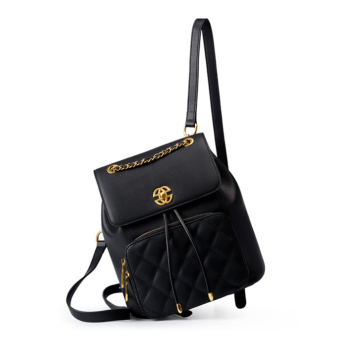 DEEPKEE original nubuck handmade full-grain genuine leather cowhide bag 小香風鍊條雙肩包 出遊旅行小背包 2361 號