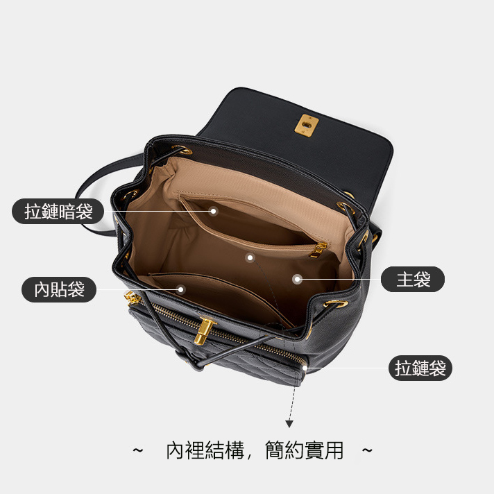 DEEPKEE original nubuck handmade full-grain genuine leather cowhide bag 小香風鍊條雙肩包 出遊旅行小背包 2361 號
