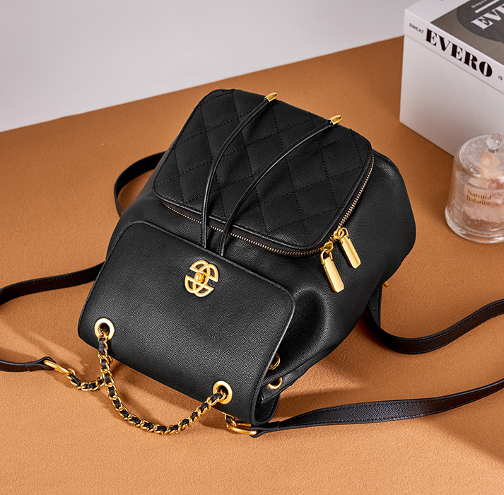 DEEPKEE original nubuck handmade full-grain genuine leather cowhide bag 小香風鍊條雙肩包 出遊旅行小背包 2361 號