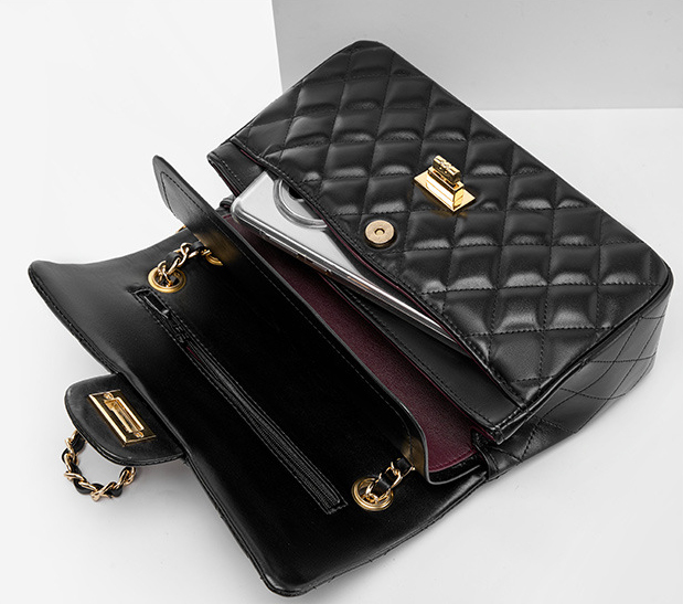 DEEPKEE original nubuck handmade full-grain genuine leather cowhide bag 頭層牛皮鏈條菱格單肩斜挎真皮小方包 2382 號