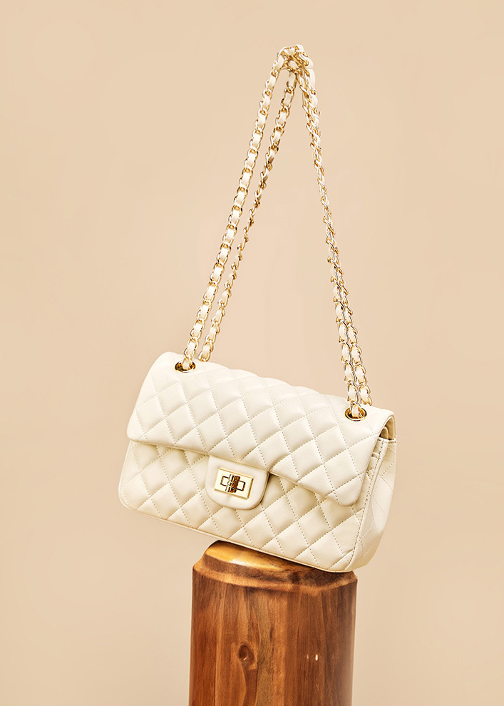 DEEPKEE original nubuck handmade full-grain genuine leather cowhide bag 頭層牛皮鏈條菱格單肩斜挎真皮小方包 2382 號