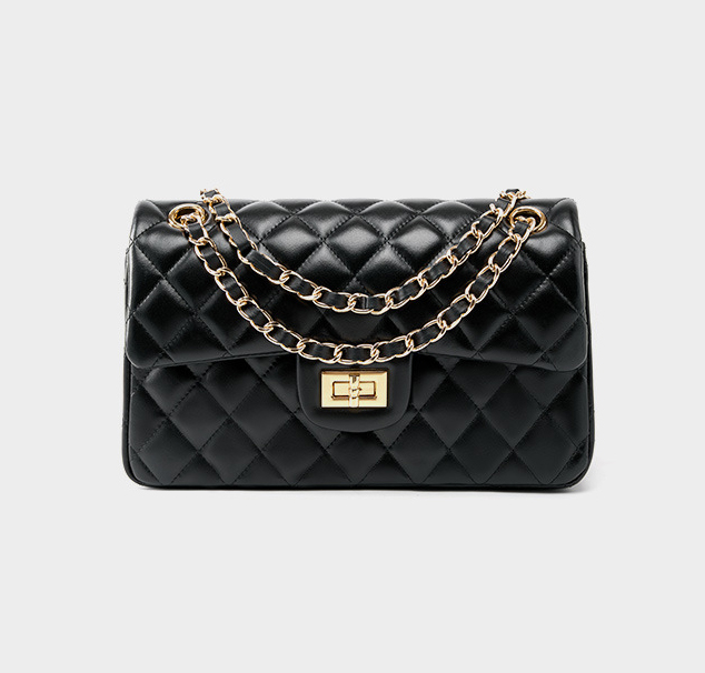 DEEPKEE original nubuck handmade full-grain genuine leather cowhide bag 頭層牛皮鏈條菱格單肩斜挎真皮小方包 2382 號