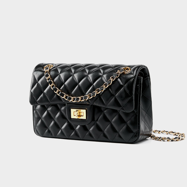 DEEPKEE original nubuck handmade full-grain genuine leather cowhide bag 頭層牛皮鏈條菱格單肩斜挎真皮小方包 2382 號