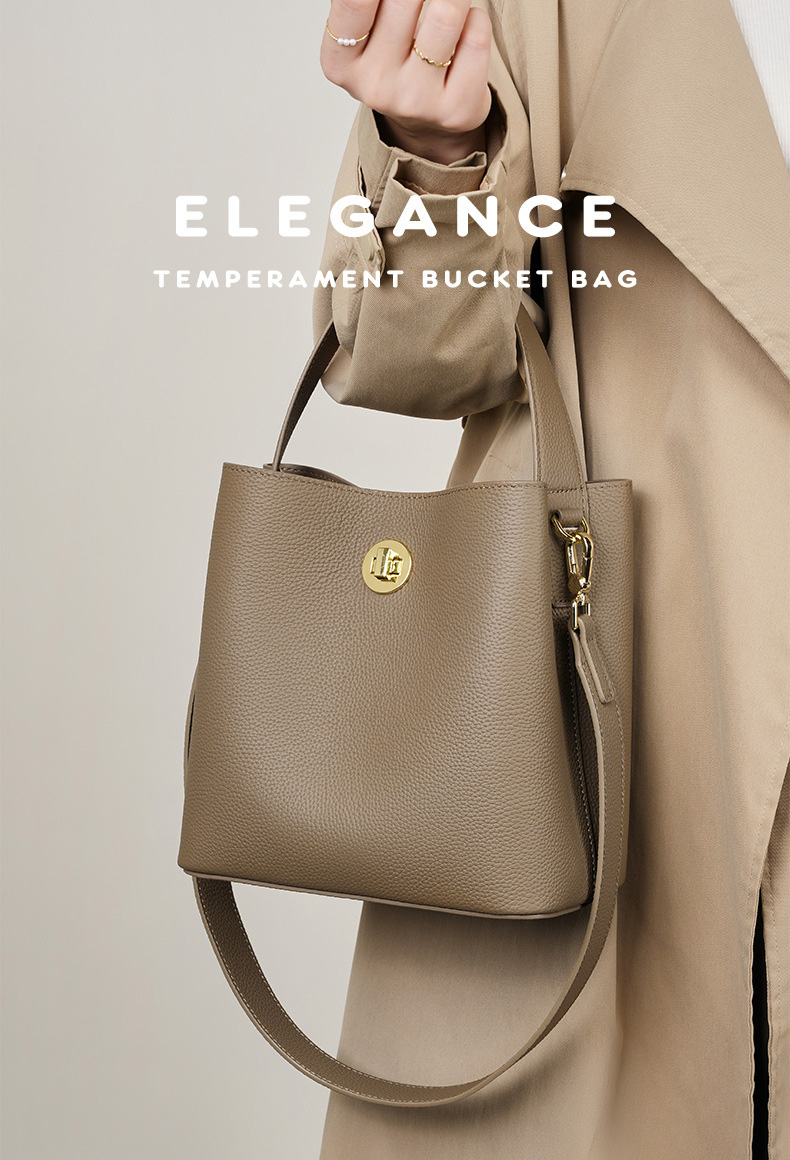 DEEPKEE original nubuck handmade full-grain genuine leather cowhide bag 新款水桶包真皮女包大容量單肩斜挎手提包 2503 號