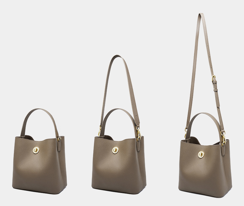 DEEPKEE original nubuck handmade full-grain genuine leather cowhide bag 新款水桶包真皮女包大容量單肩斜挎手提包 2503 號