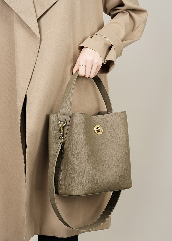 DEEPKEE original nubuck handmade full-grain genuine leather cowhide bag 新款水桶包真皮女包大容量單肩斜挎手提包 2503 號