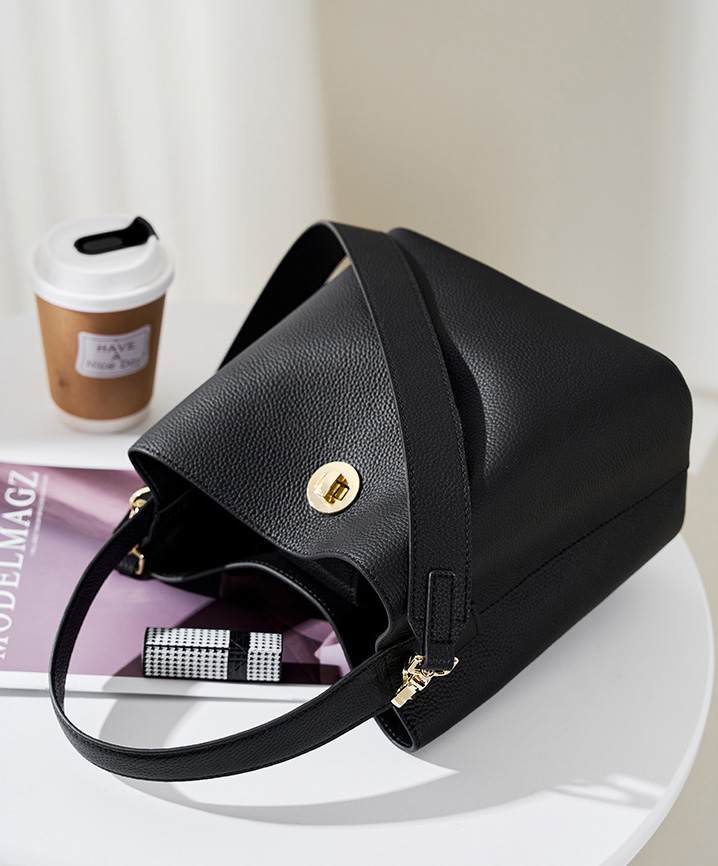 DEEPKEE original nubuck handmade full-grain genuine leather cowhide bag 新款水桶包真皮女包大容量單肩斜挎手提包 2503 號