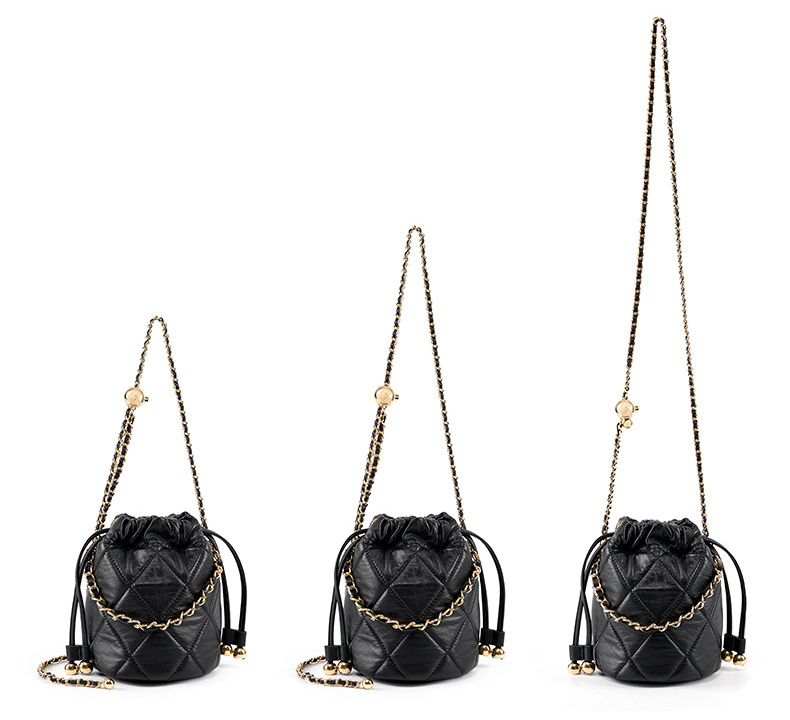 DEEPKEE original nubuck handmade full-grain genuine leather cowhide bag 真皮手提小鏈條女包 斜挎水桶包 2505 號