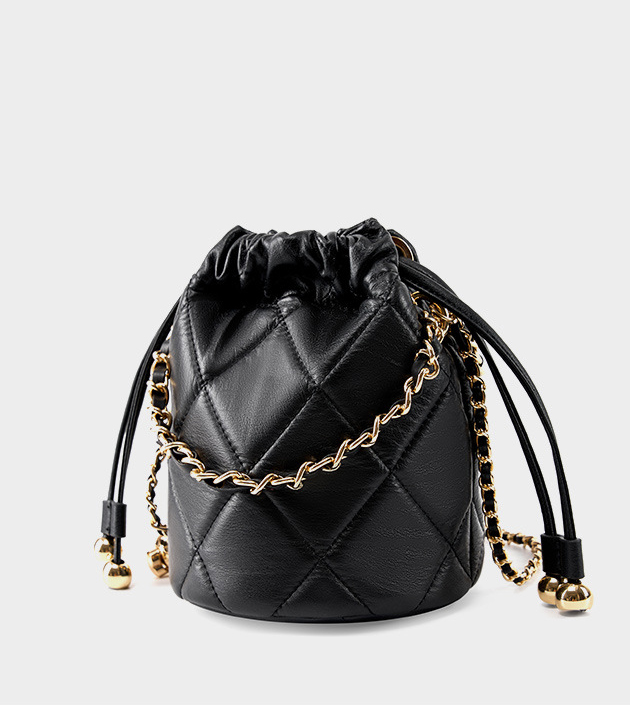 DEEPKEE original nubuck handmade full-grain genuine leather cowhide bag 真皮手提小鏈條女包 斜挎水桶包 2505 號