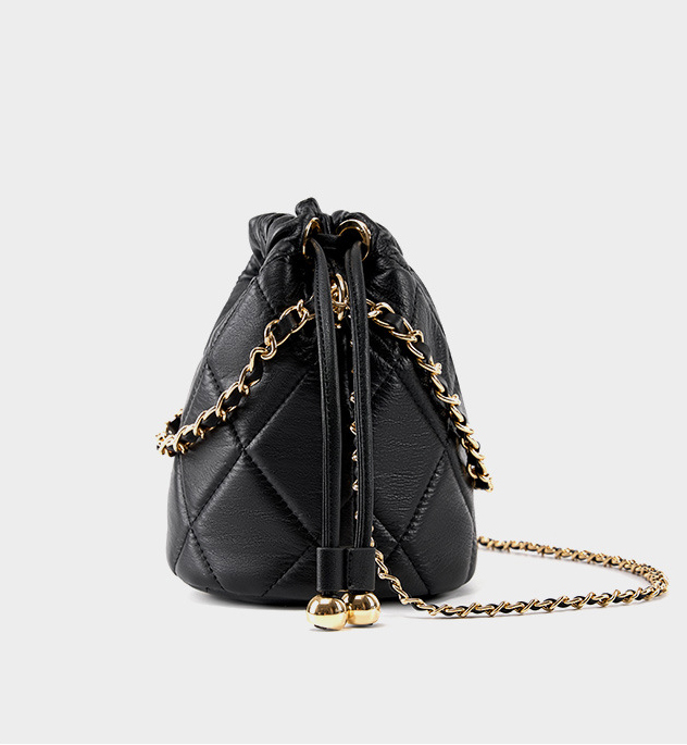 DEEPKEE original nubuck handmade full-grain genuine leather cowhide bag 真皮手提小鏈條女包 斜挎水桶包 2505 號