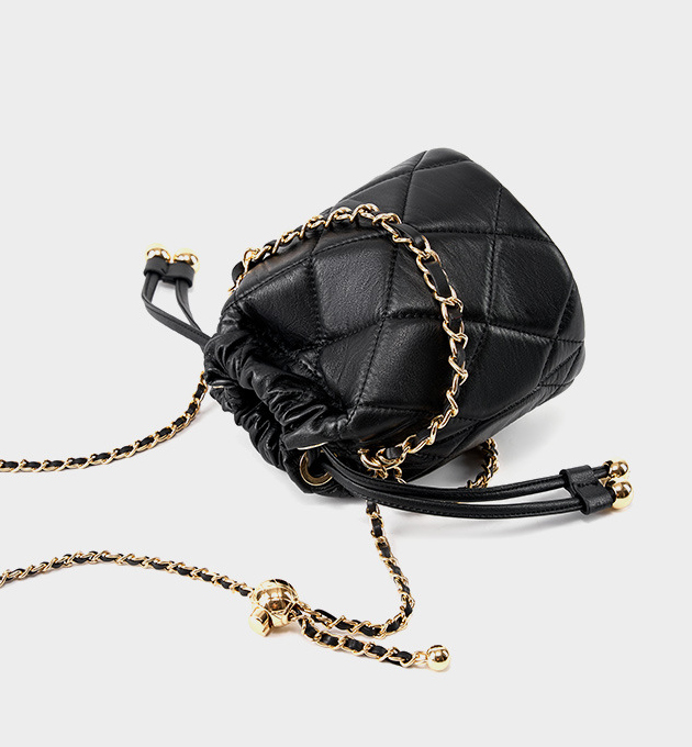 DEEPKEE original nubuck handmade full-grain genuine leather cowhide bag 真皮手提小鏈條女包 斜挎水桶包 2505 號