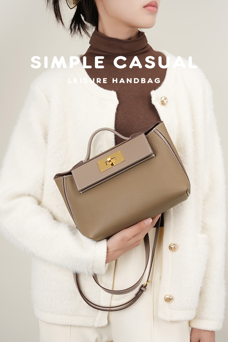 DEEPKEE original nubuck handmade full-grain genuine leather cowhide bag 頭層牛皮餃子包手提單肩斜挎背包 2519 號