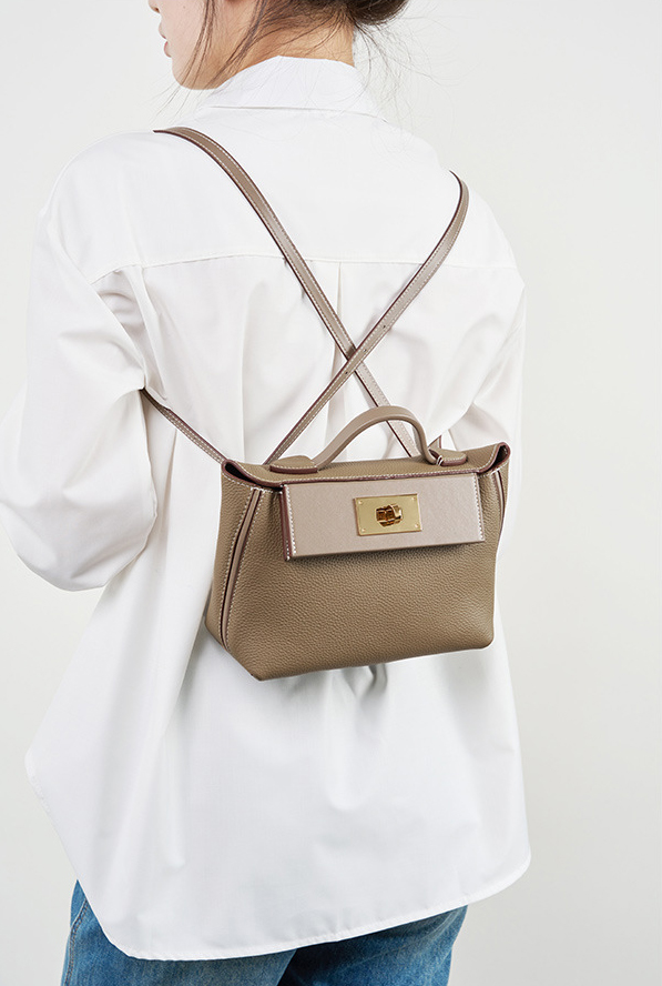 DEEPKEE original nubuck handmade full-grain genuine leather cowhide bag 頭層牛皮餃子包手提單肩斜挎背包 2519 號