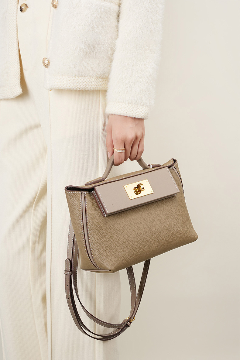 DEEPKEE original nubuck handmade full-grain genuine leather cowhide bag 頭層牛皮餃子包手提單肩斜挎背包 2519 號